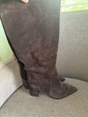 Vince Camuto Dark Brown Suede Over-the-Knee Pointed Toe Boots 11W